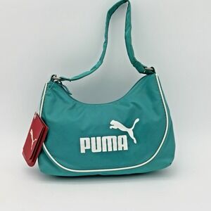 Puma Vintage 00s Streetwear Y2K Bag Mini Core Handbag Cer Green-White 10x7 In